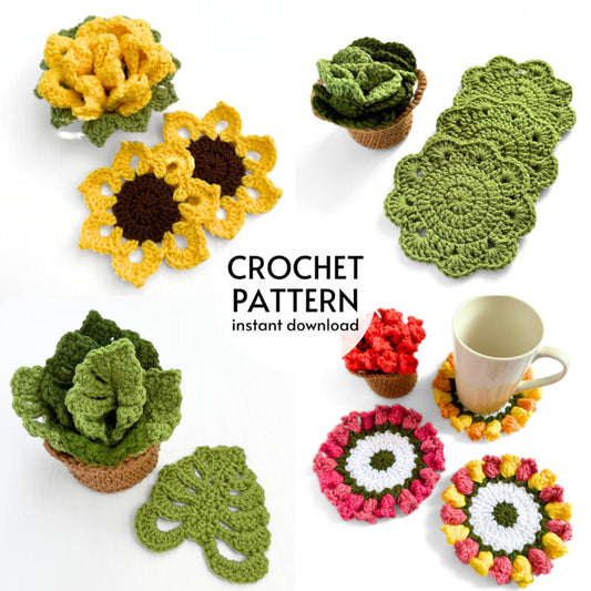 Set Of Flower Coasters Crochet Pattern