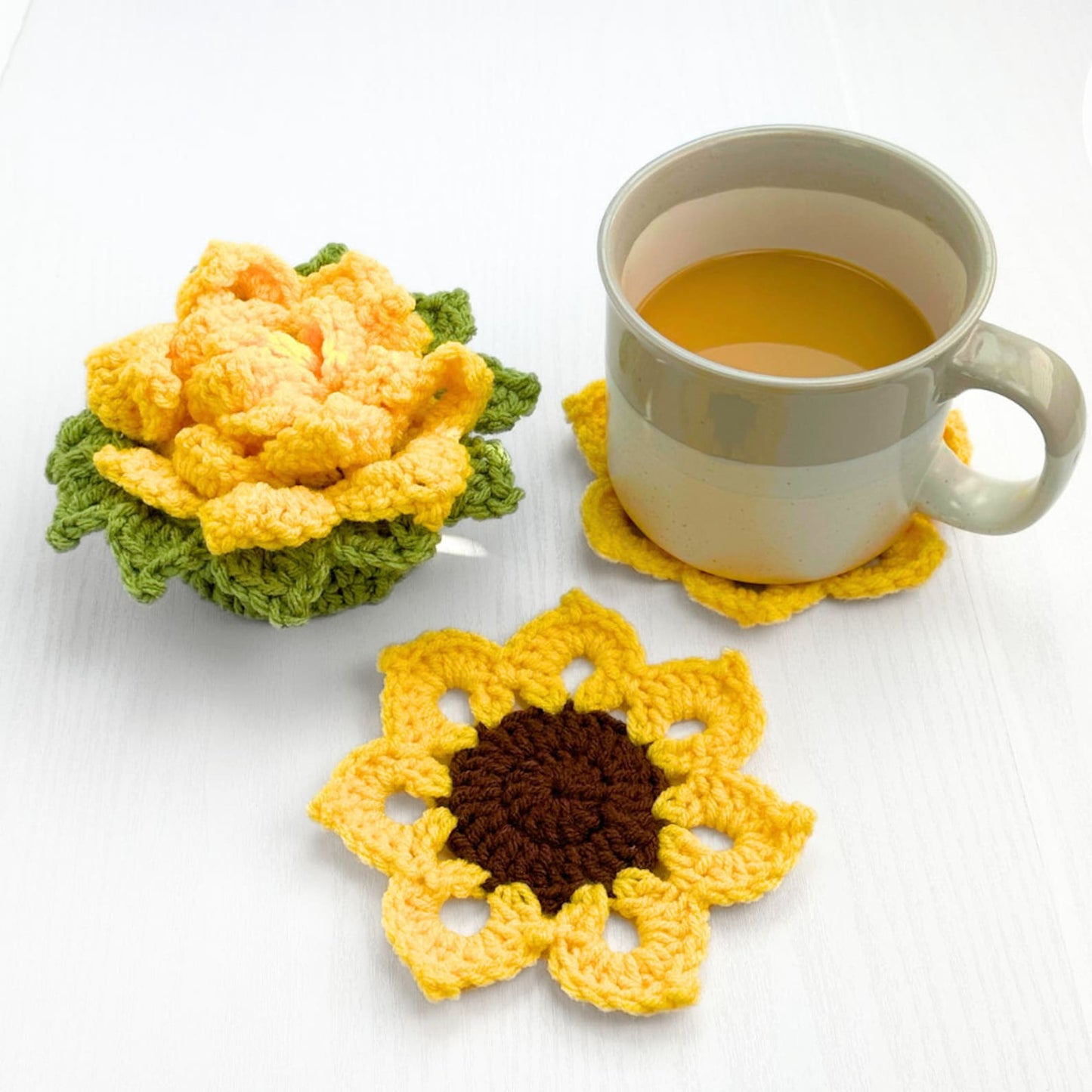 Set Of Flower Coasters Crochet Pattern