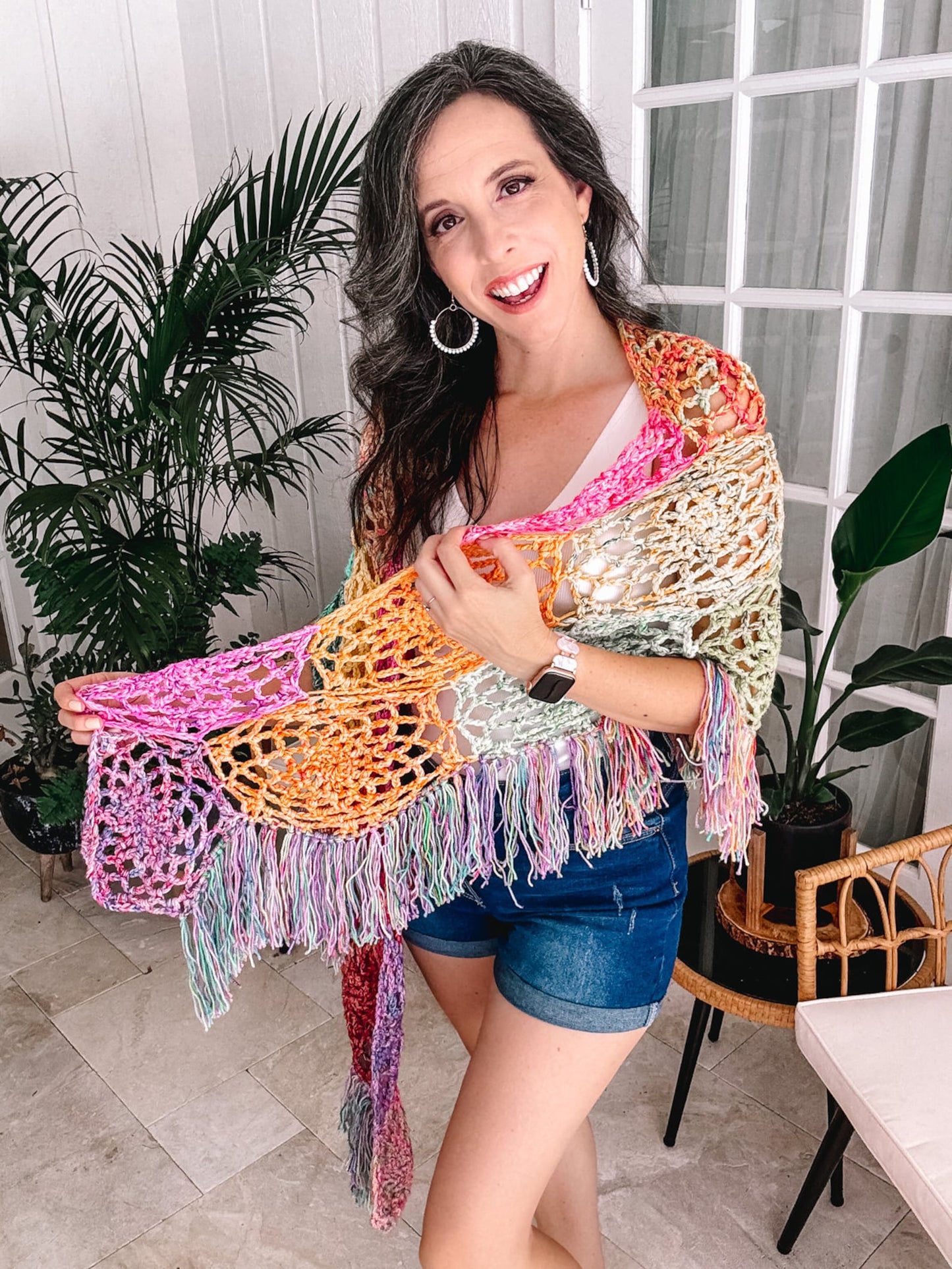 Hexa Mesh Trendy Summer Shawl Crochet Pattern