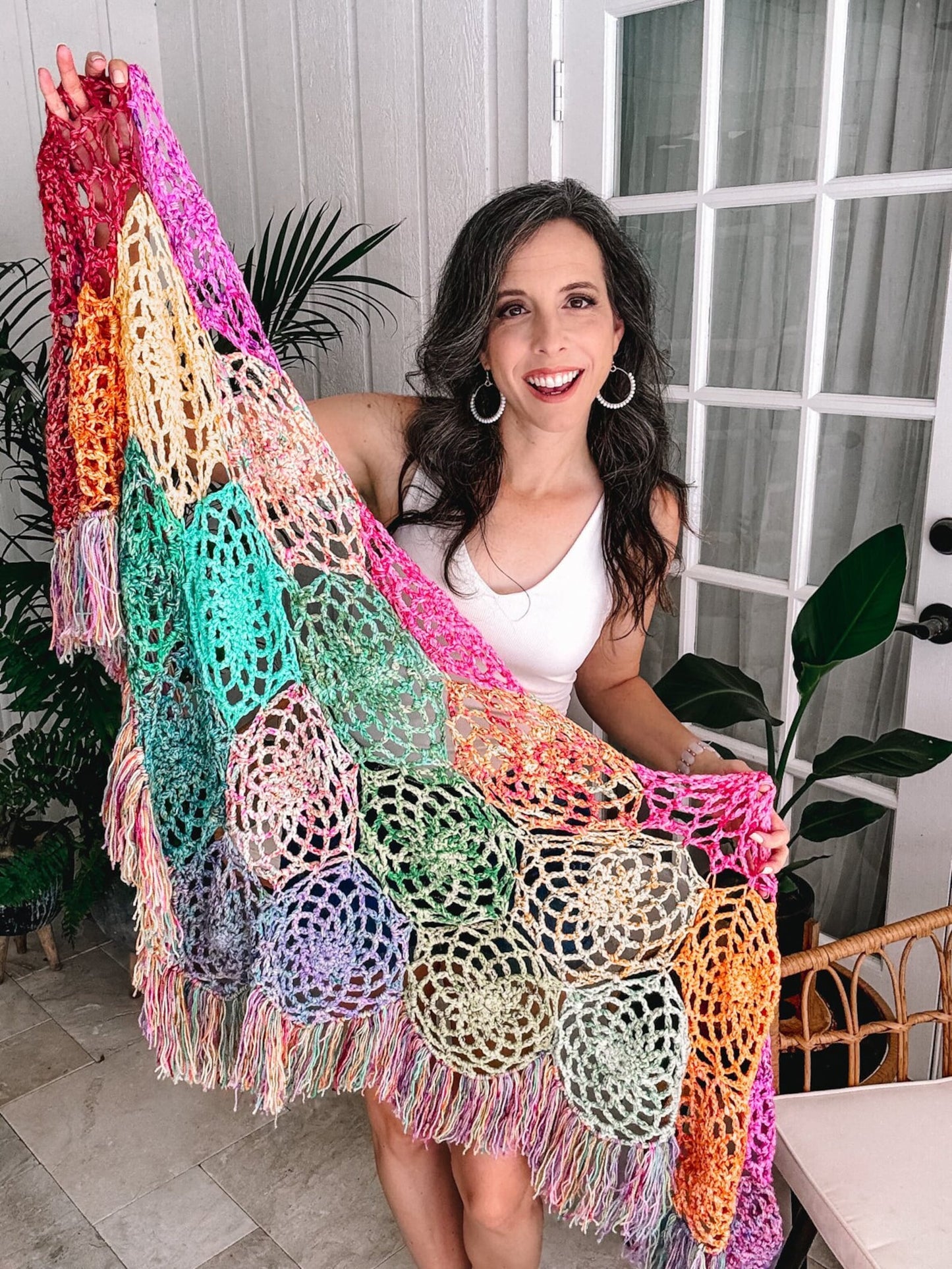 Hexa Mesh Trendy Summer Shawl Crochet Pattern