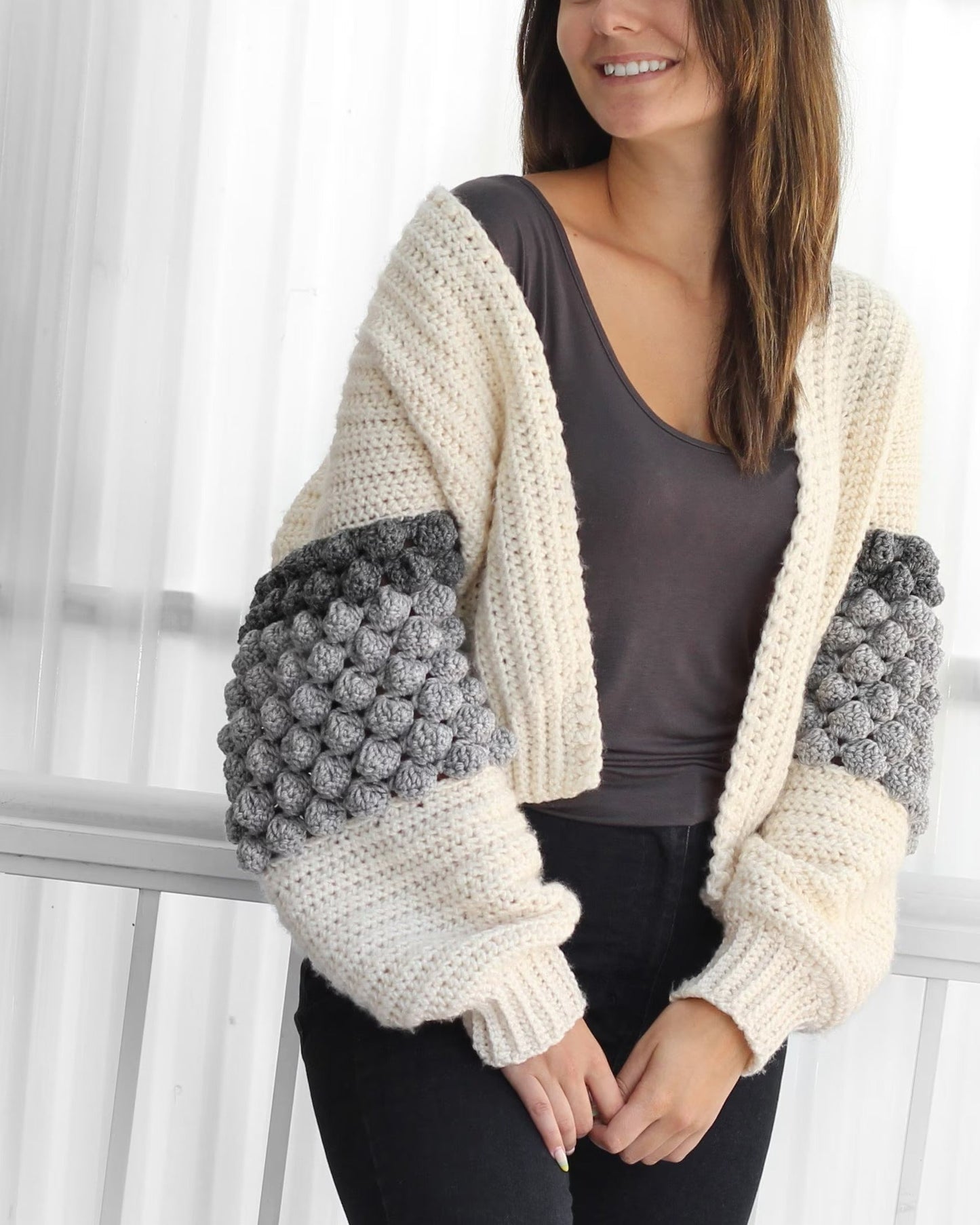 Fashionable Fluffy Arm Cardigan Crochet Pattern
