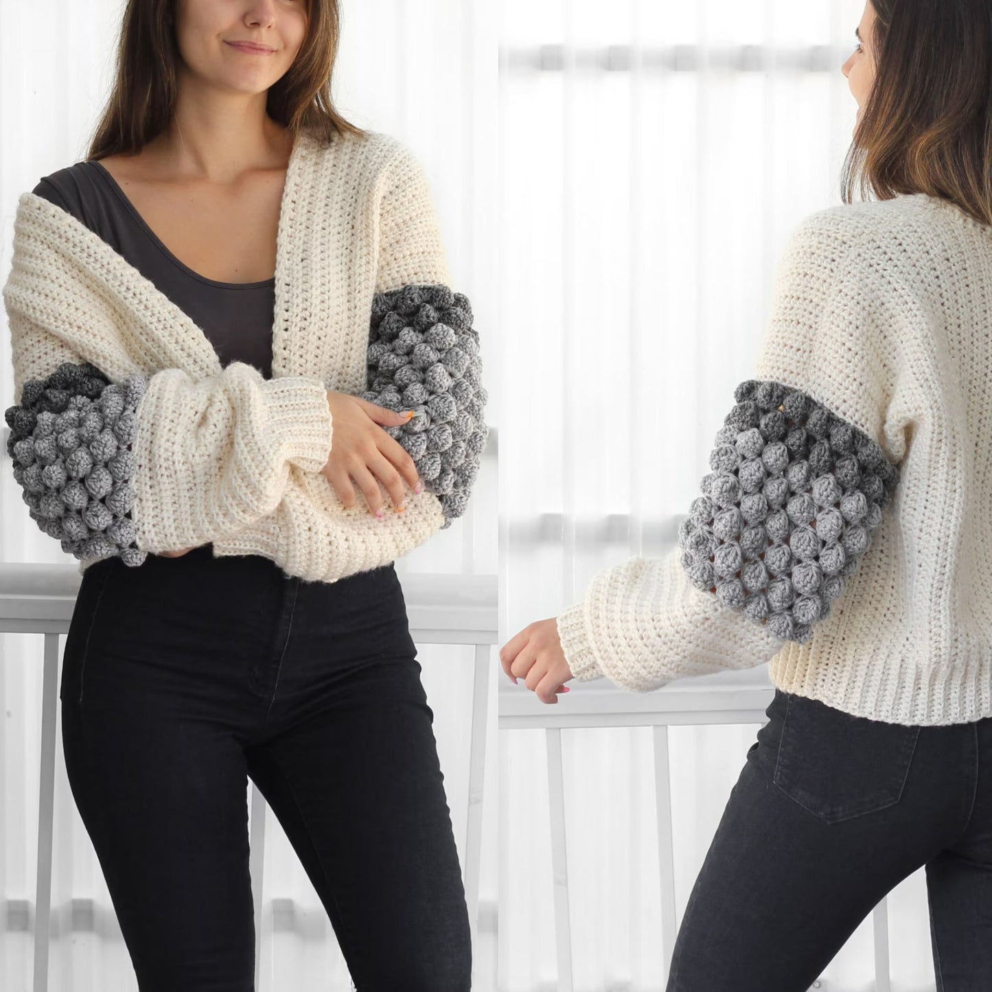 Fashionable Fluffy Arm Cardigan Crochet Pattern