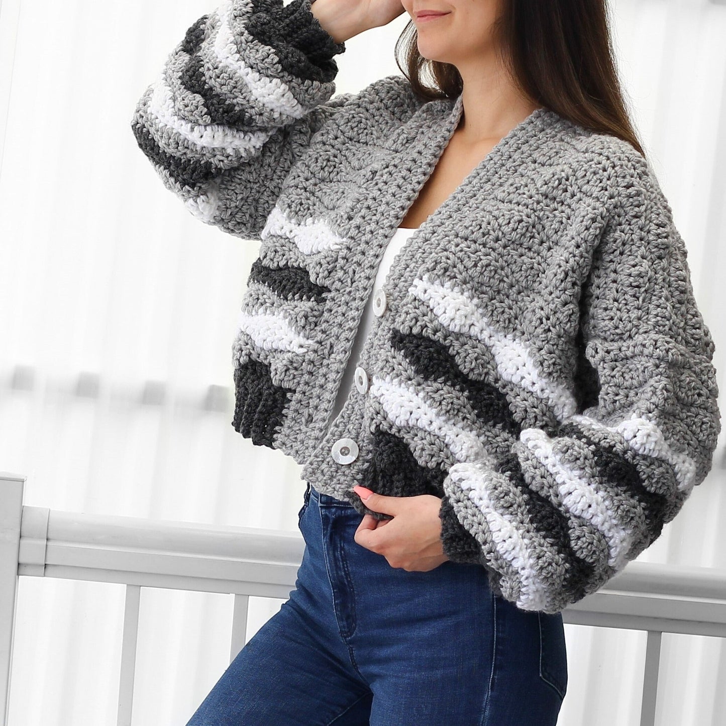 Buttoned Comfy Chunky Cardigan Crochet Pattern