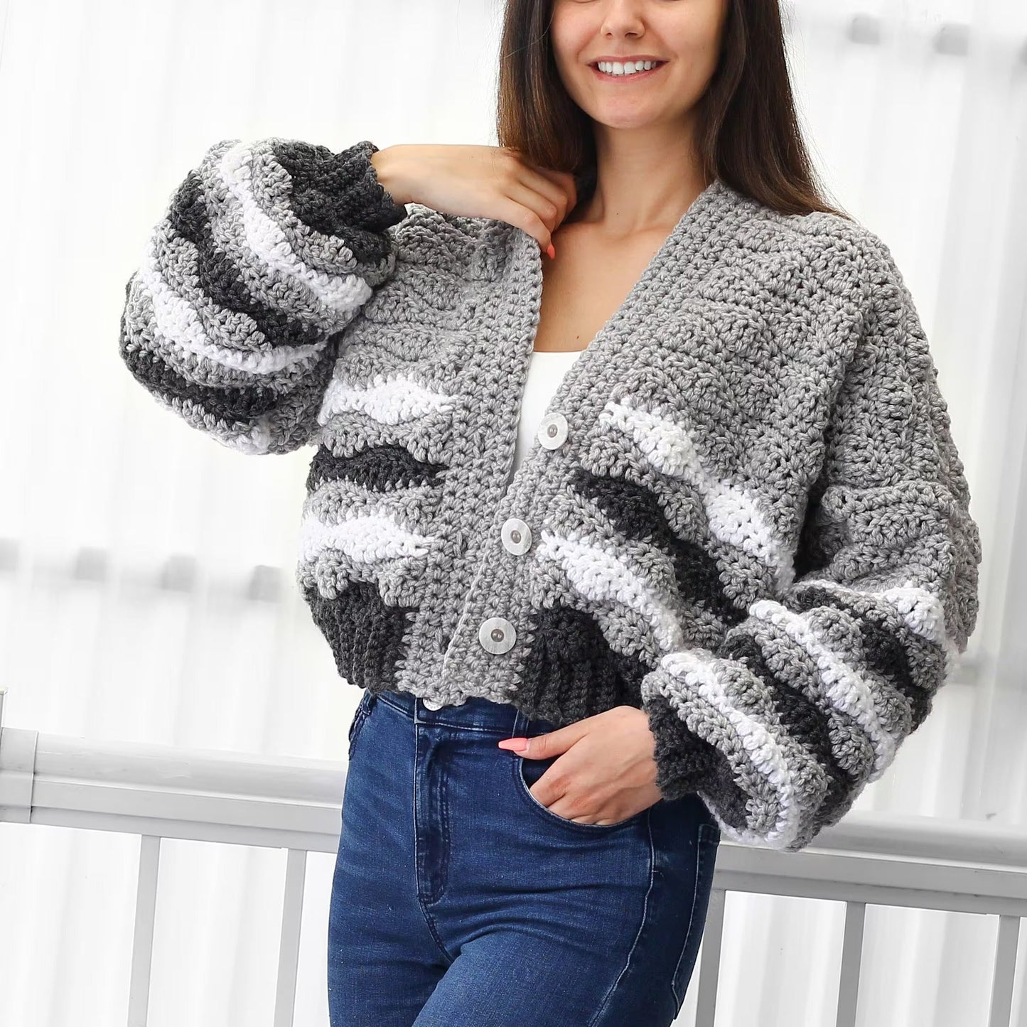 Buttoned Comfy Chunky Cardigan Crochet Pattern