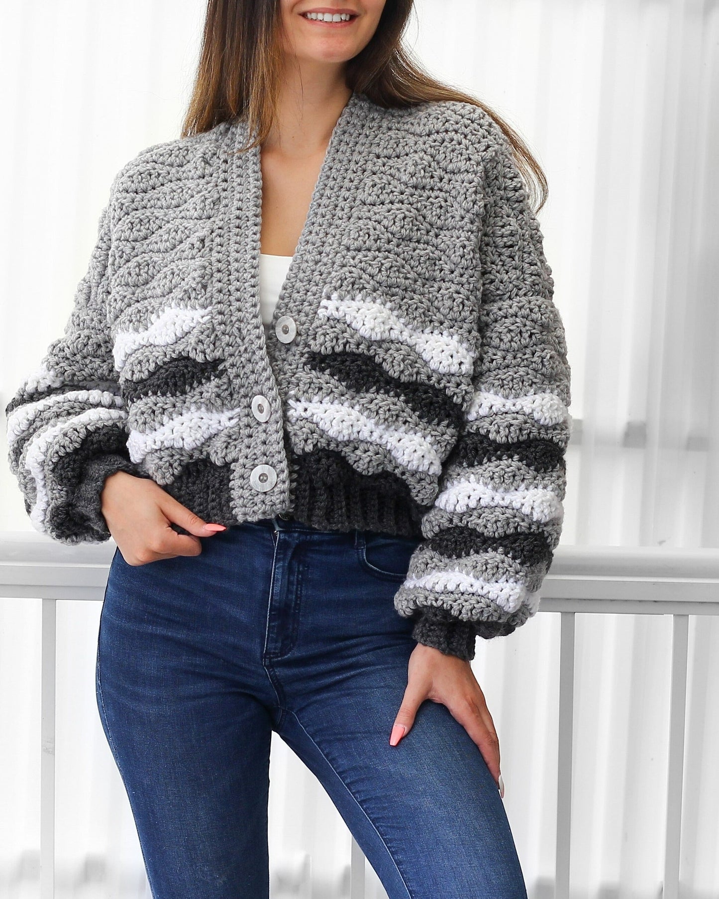 Buttoned Comfy Chunky Cardigan Crochet Pattern