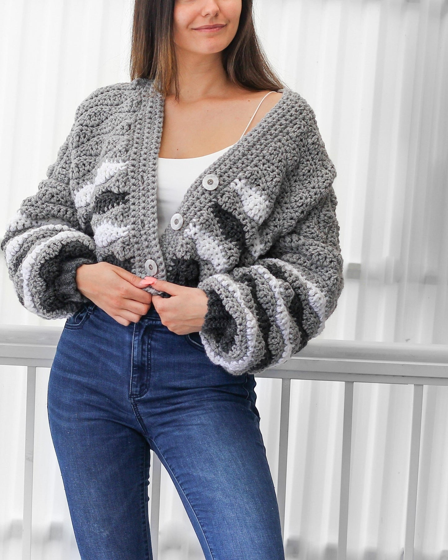 Buttoned Comfy Chunky Cardigan Crochet Pattern