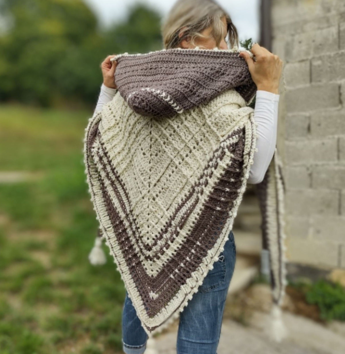 Cozy Hooded Triangle Shawl Crochet Pattern