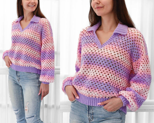 Polo Sweater Top Crochet Pattern