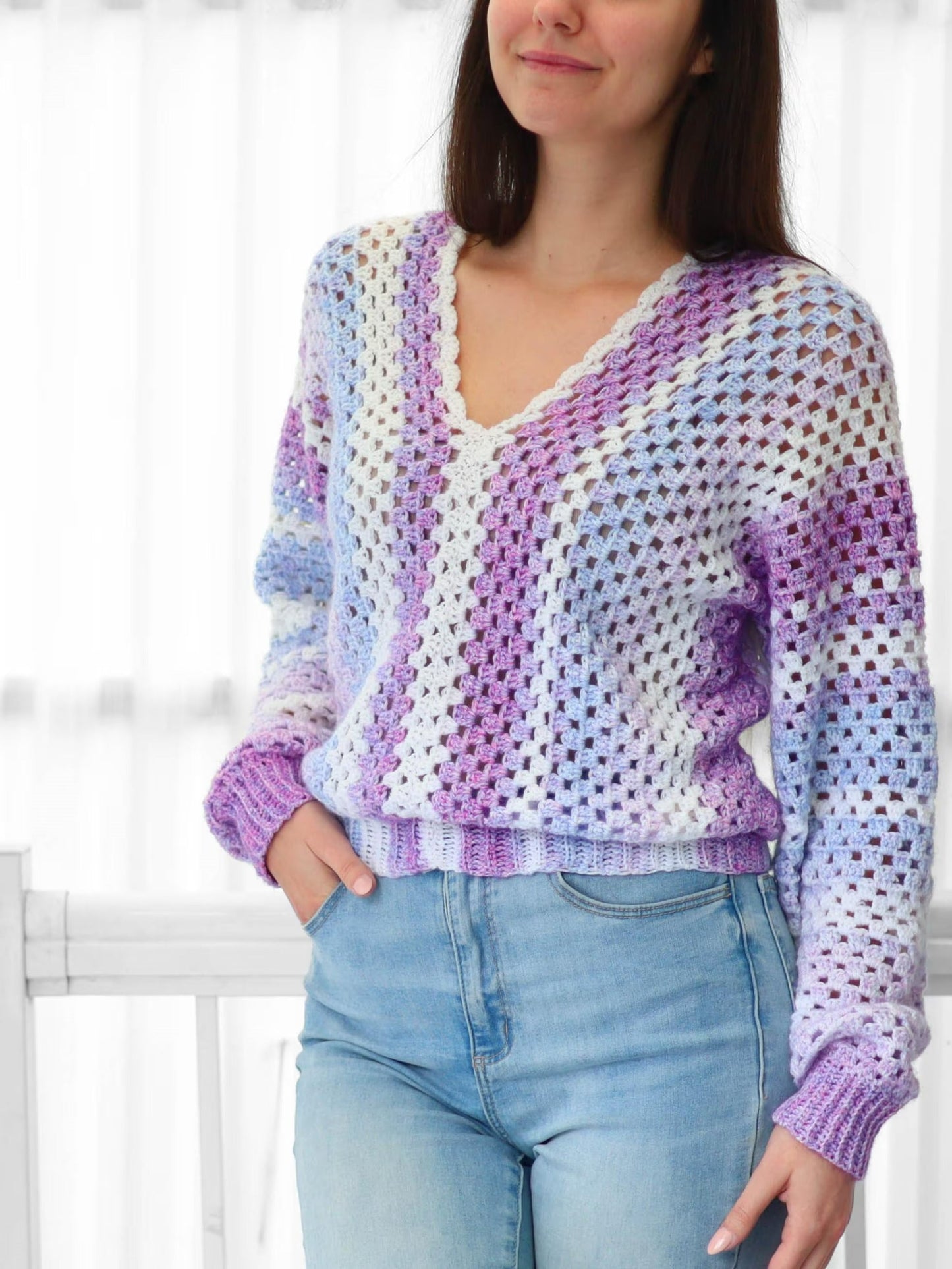 Vneck Trendy Pullover Crochet Pattern