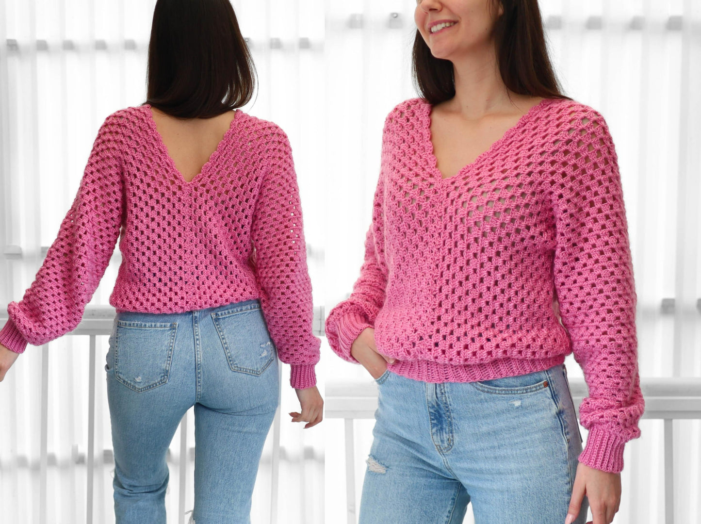 Vneck Trendy Pullover Crochet Pattern