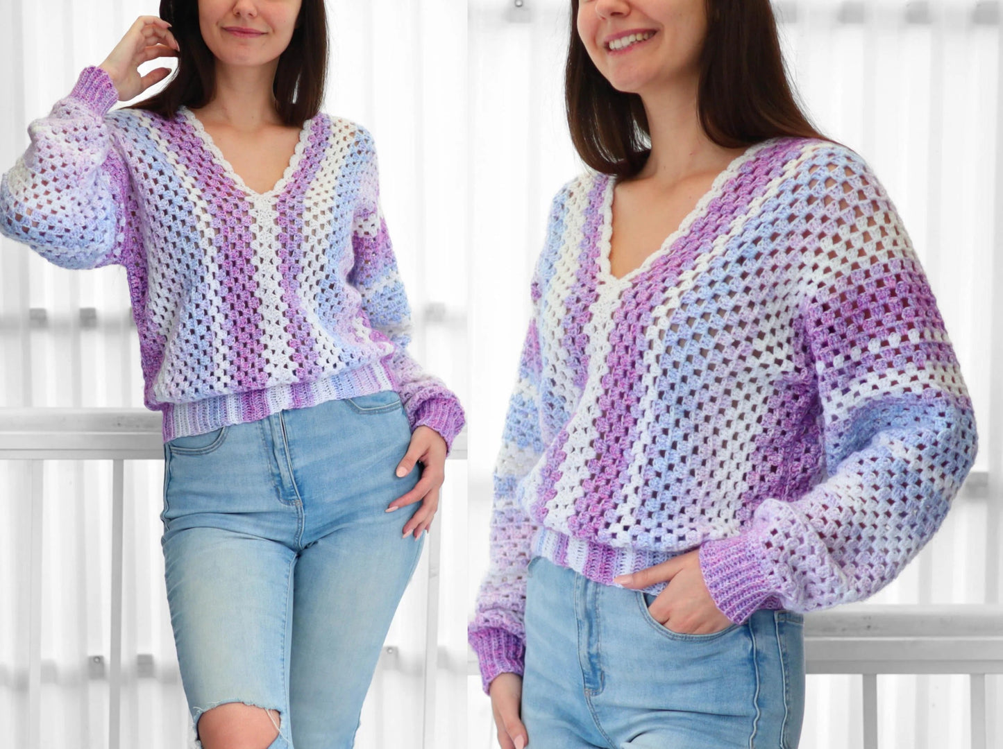 Vneck Trendy Pullover Crochet Pattern