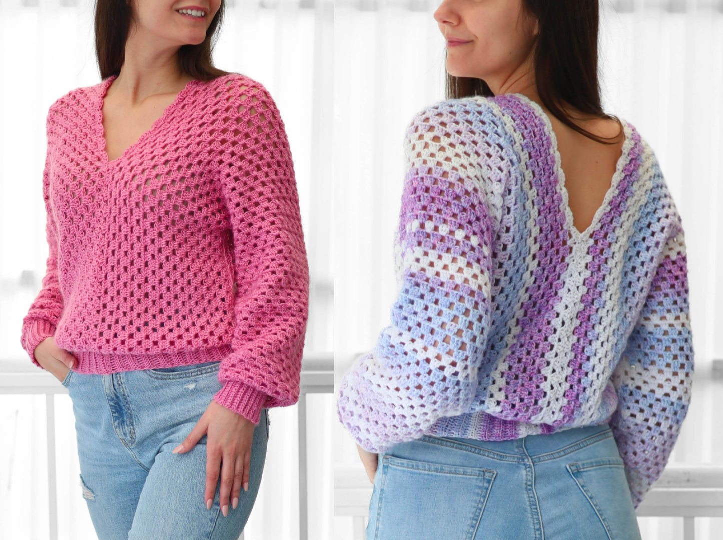 Vneck Trendy Pullover Crochet Pattern
