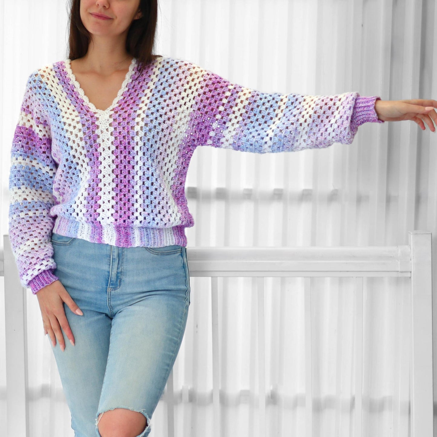 Vneck Trendy Pullover Crochet Pattern