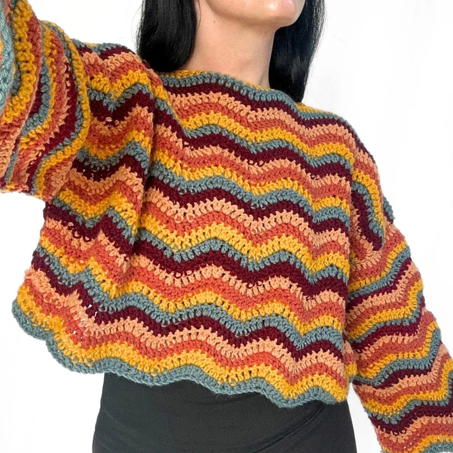 Ripple Texture Cropped Pullover Crochet Pattern