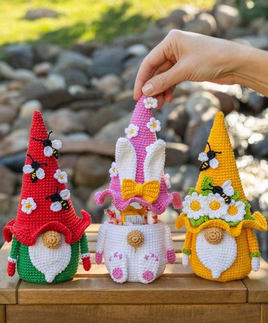 Enchanted Garden Gnome Trio Crochet Pattern