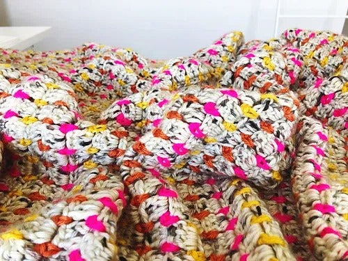 Colorburst Block Throw Crochet Pattern