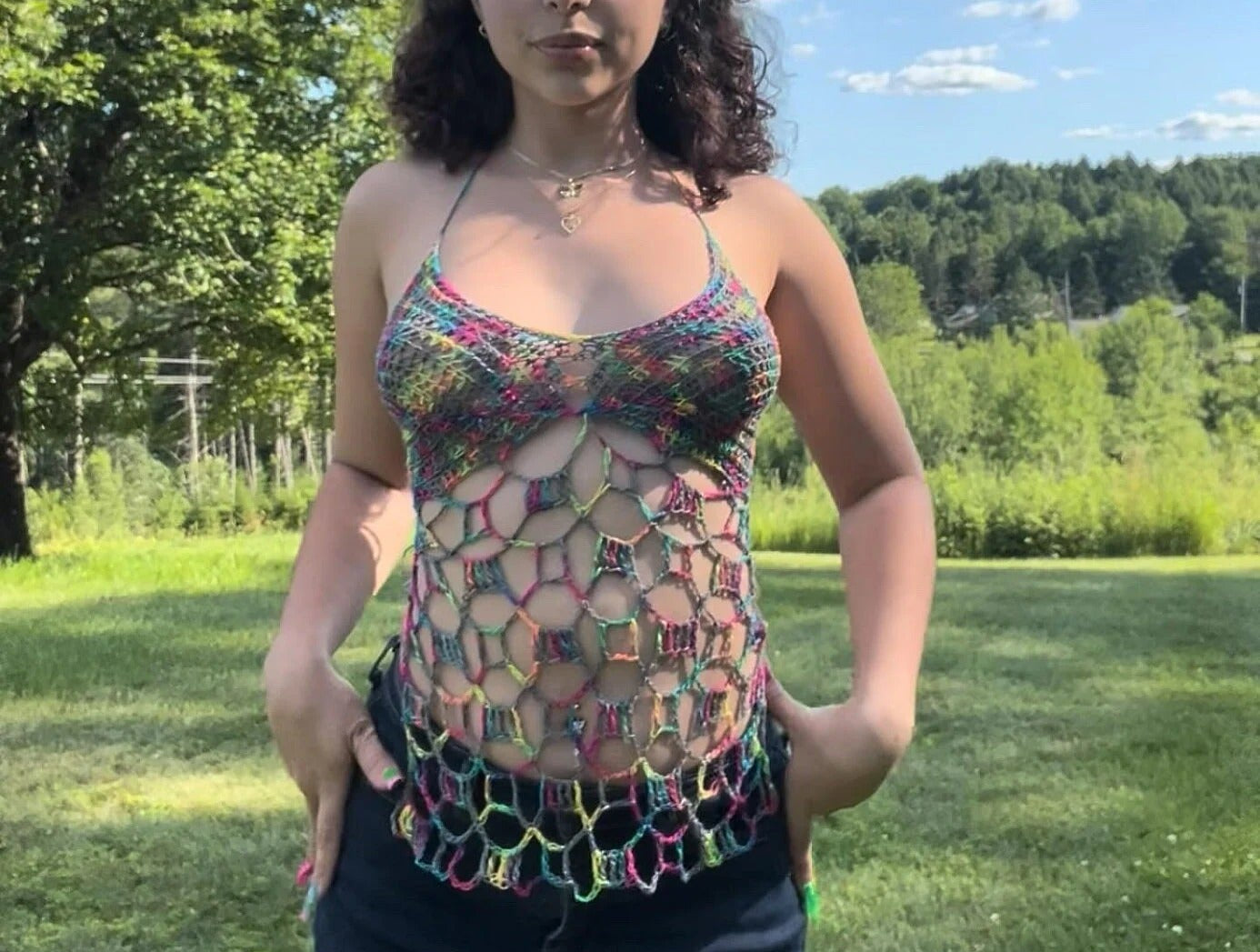 Geometric Open Back Summer Top Crochet Pattern