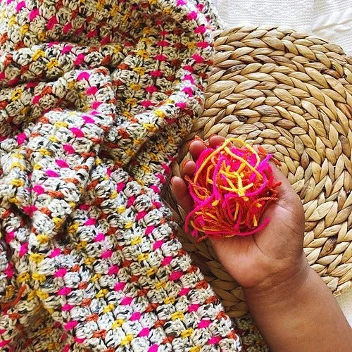 Colorburst Block Throw Crochet Pattern