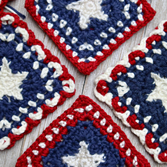Festive 4th of July Coaster Crochet Pattern