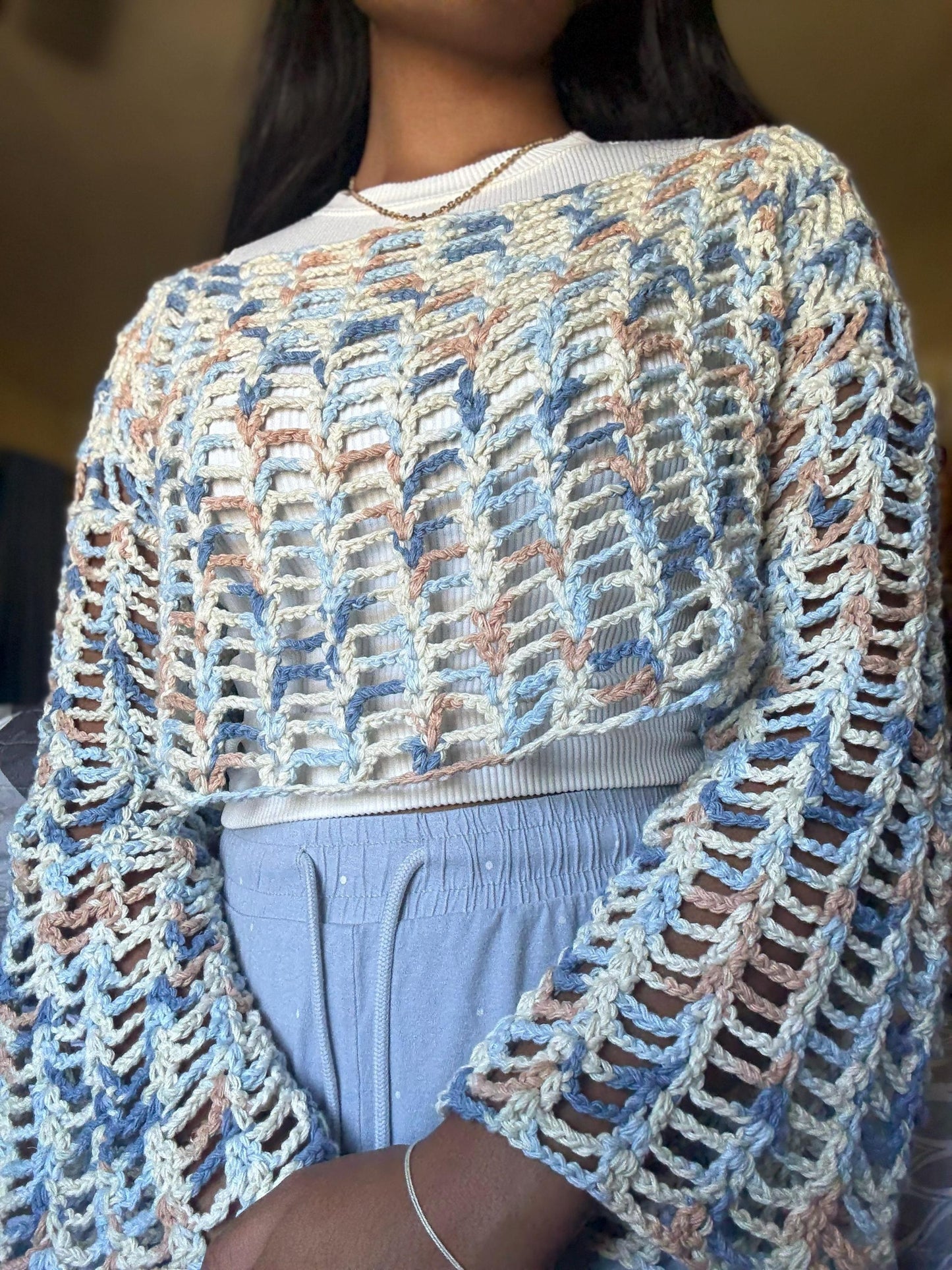Airy Open Stitch Casual Blouse Crochet Pattern