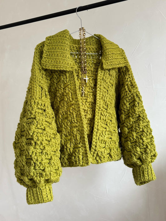 Warm Funnel-Collar Layering Cardigan Crochet Pattern