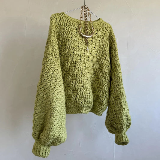Textured Balloon-Sleeve Jumper Crochet Pattern
