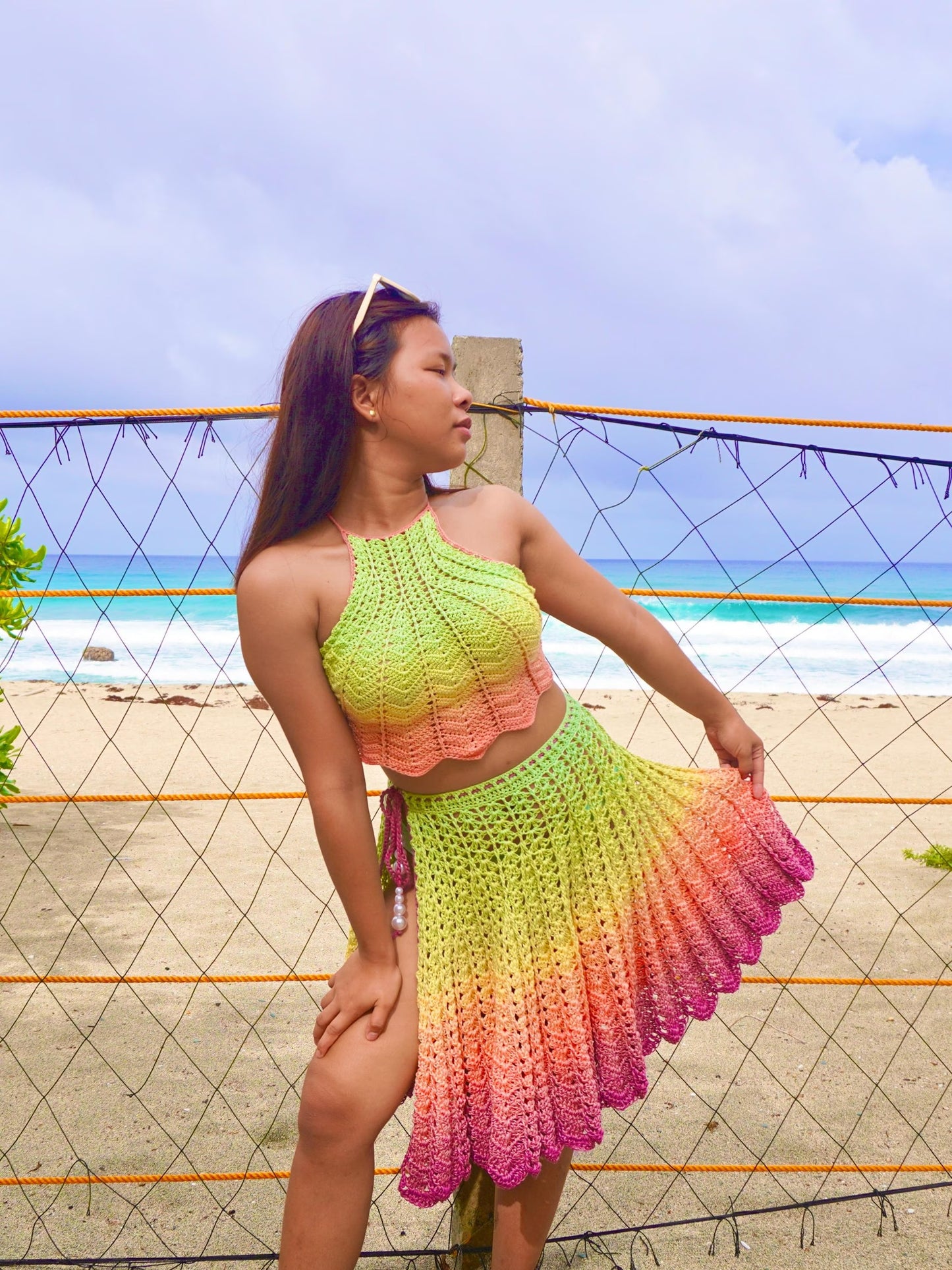 Rainbow Openwork Resort Skirt Crochet Pattern