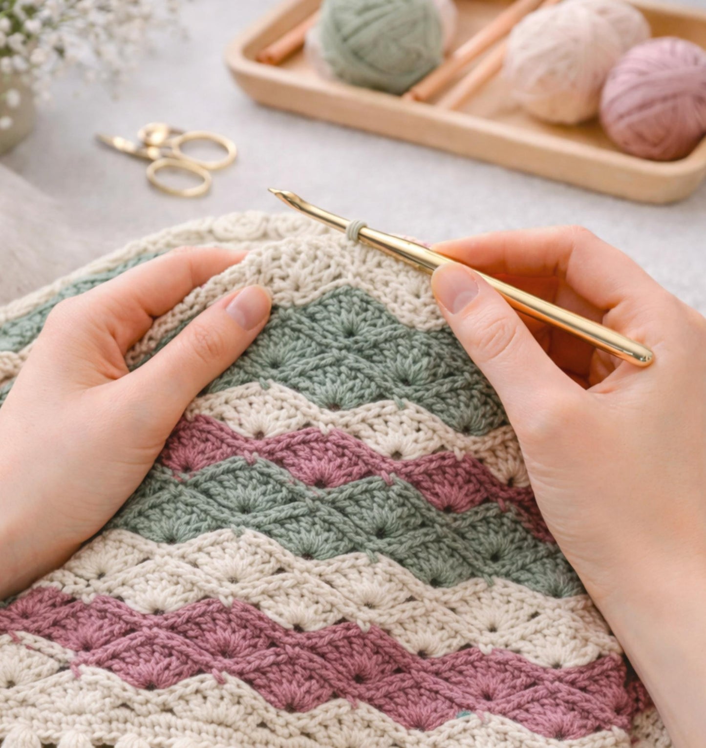 OmbreWave Baby Blanket Crochet Pattern