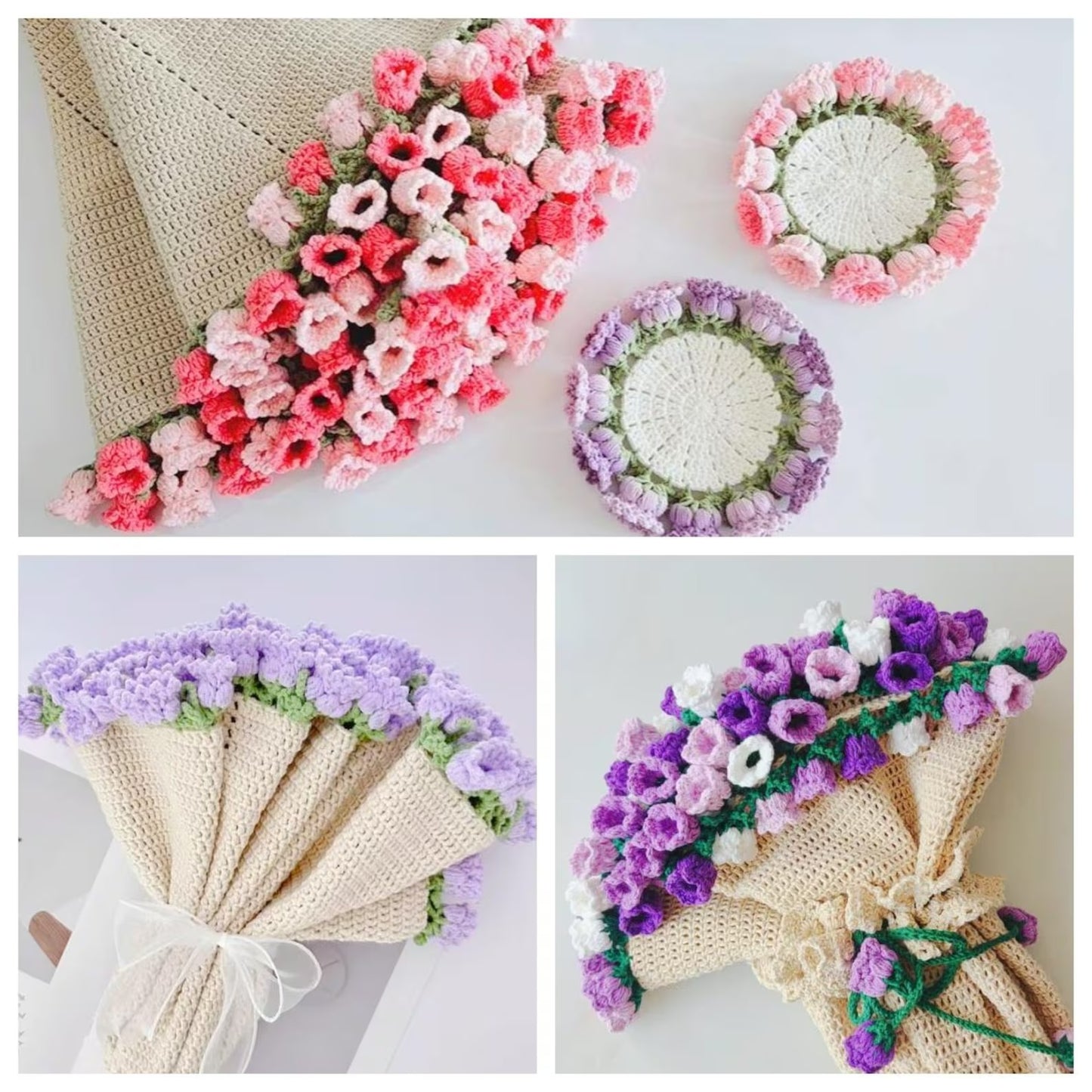 Trendy Garden Lily Decor Blanket Crochet Pattern