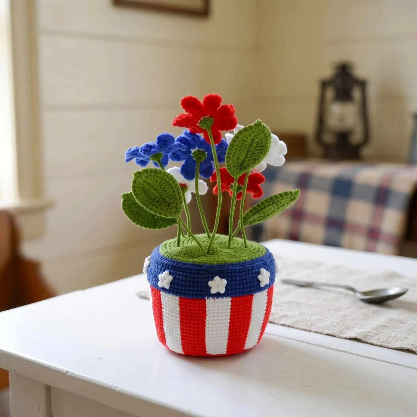 4th of July American Flower Pot Decor Crochet Pattern