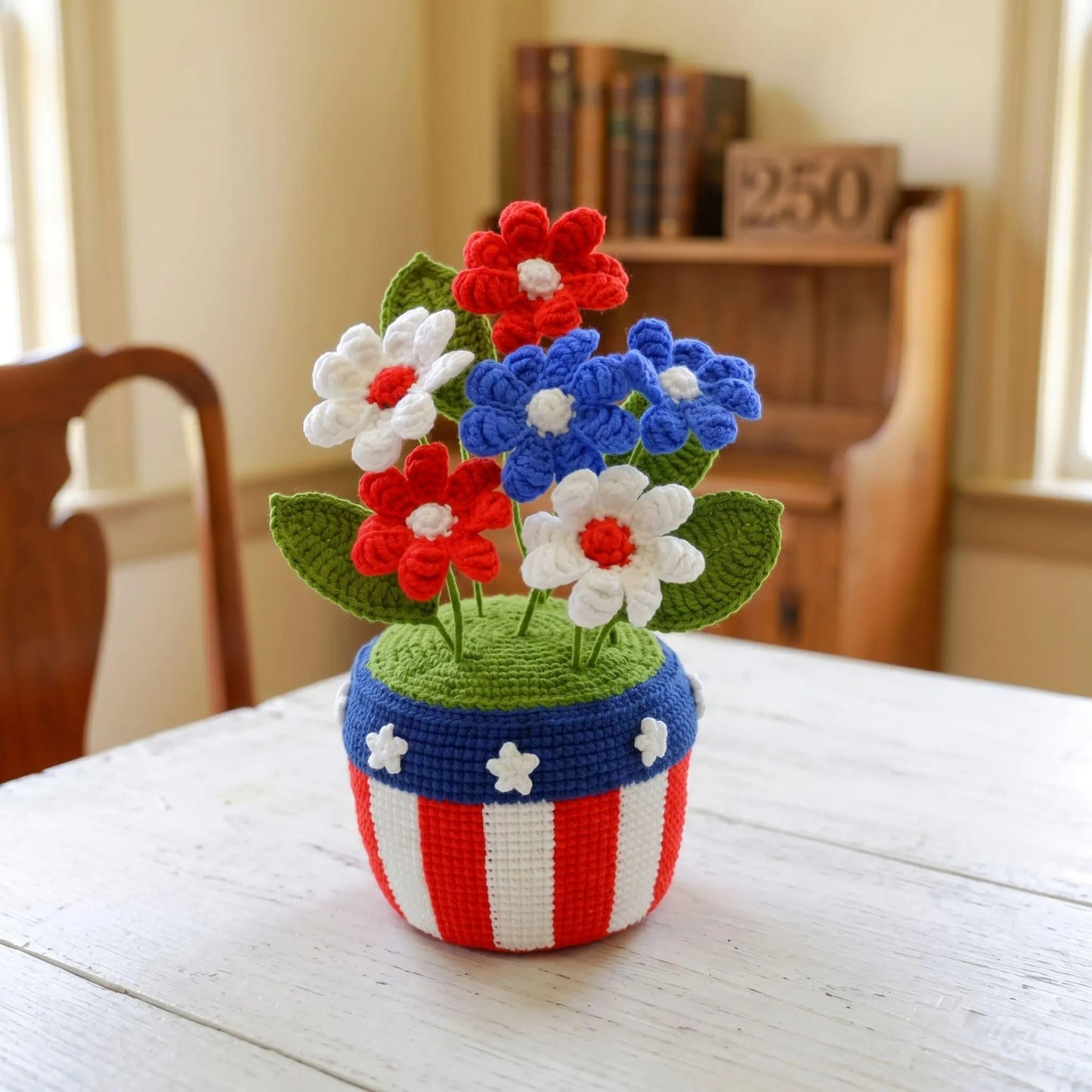 4th of July American Flower Pot Decor Crochet Pattern