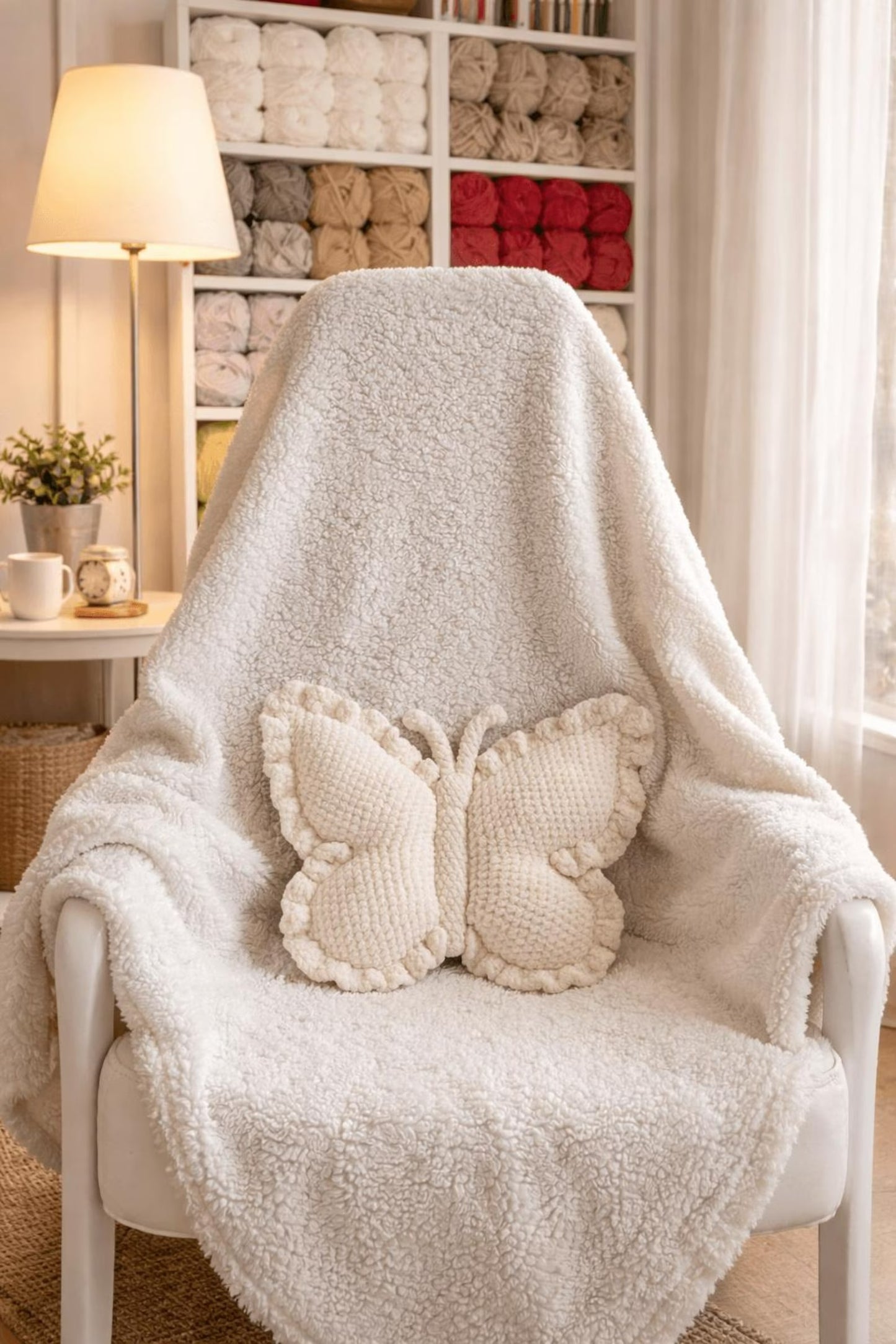 Flutter Wing Accent Cushion Crochet Pattern