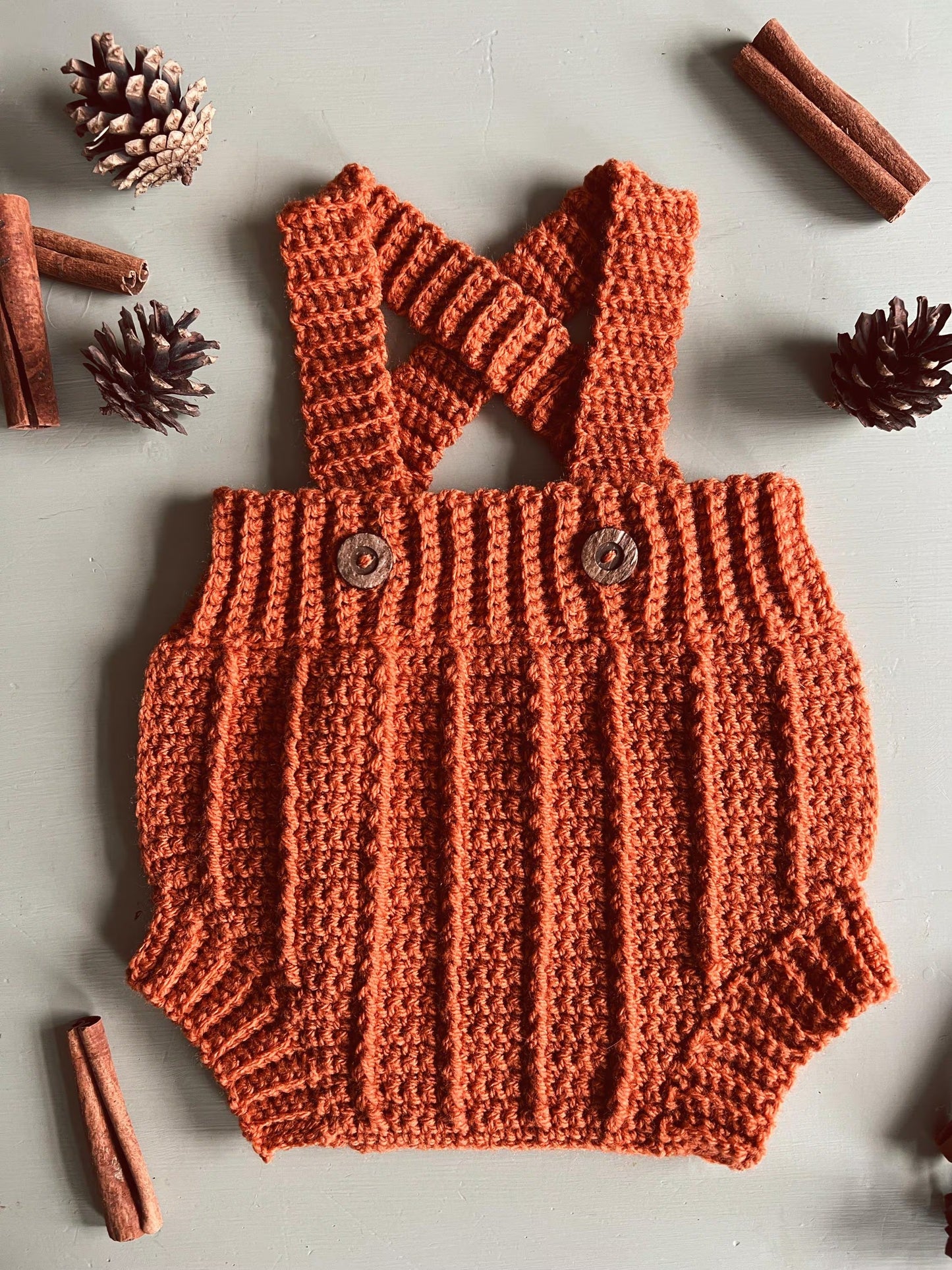 Autumn Harvest Infant Romper Set Crochet Pattern