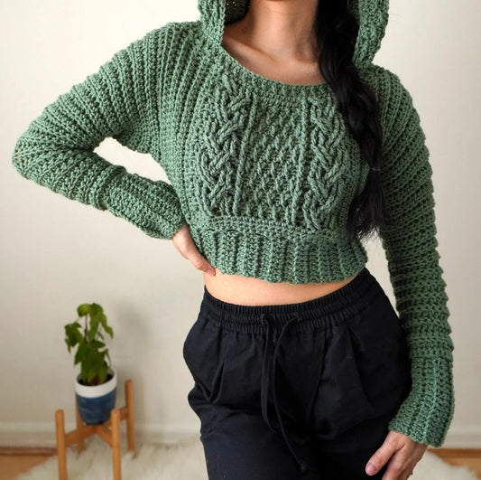 Bliss Cropped Hoodie Cardigan Crochet Pattern