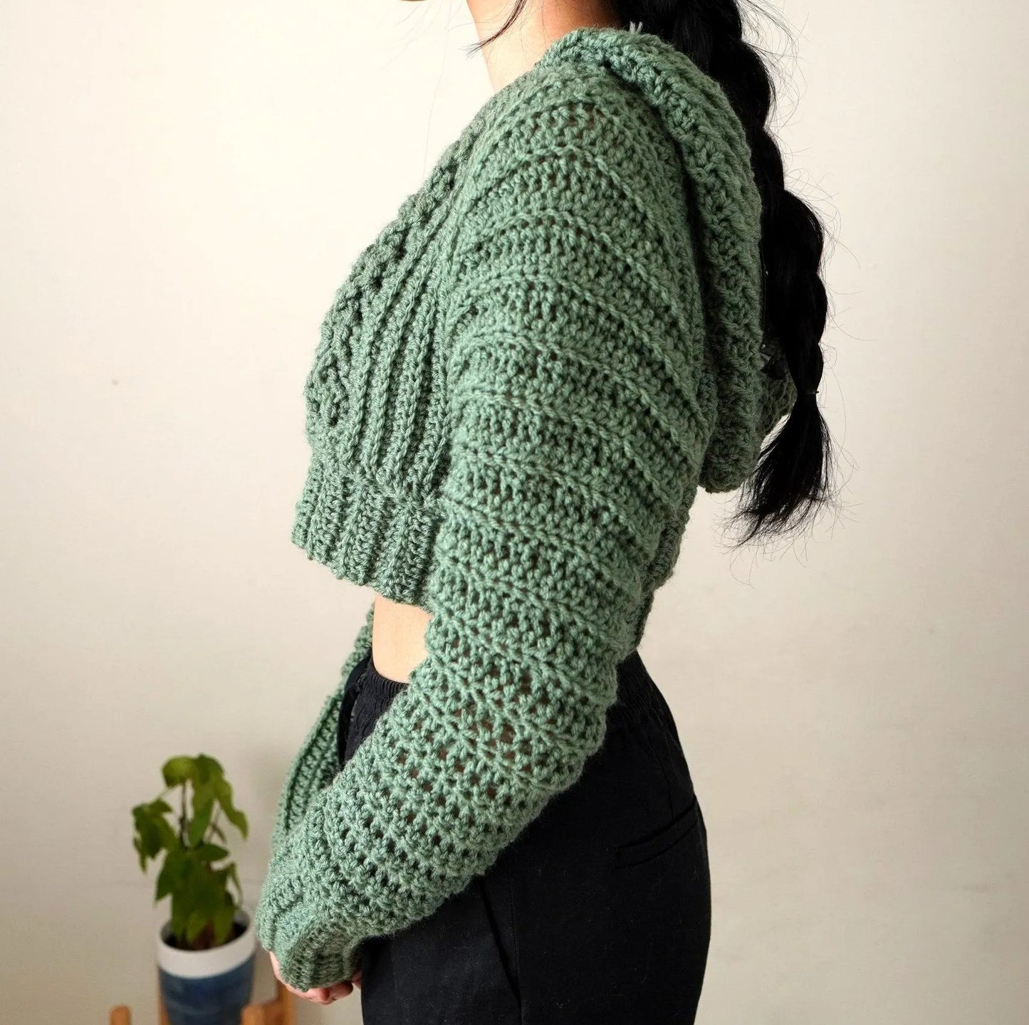 Bliss Cropped Hoodie Cardigan Crochet Pattern