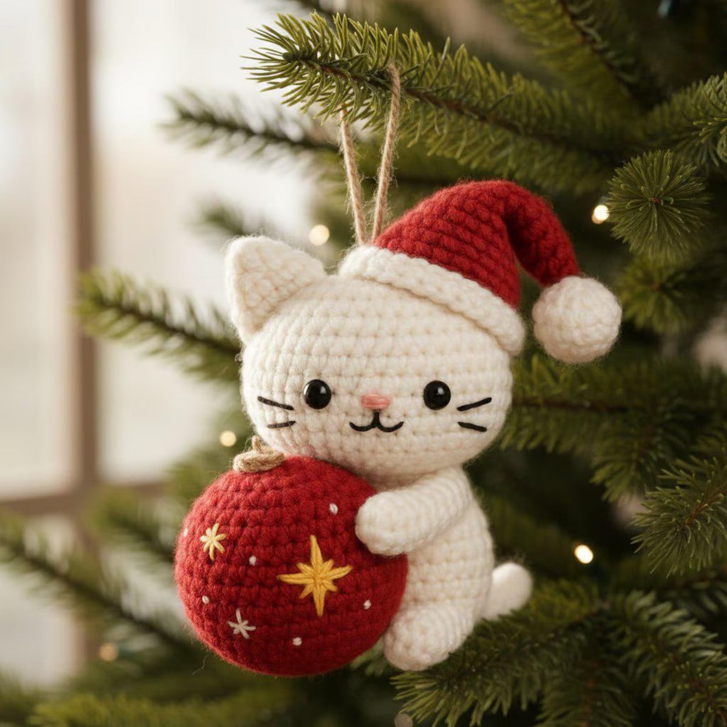 Christmas Cat Ornament Crochet Pattern