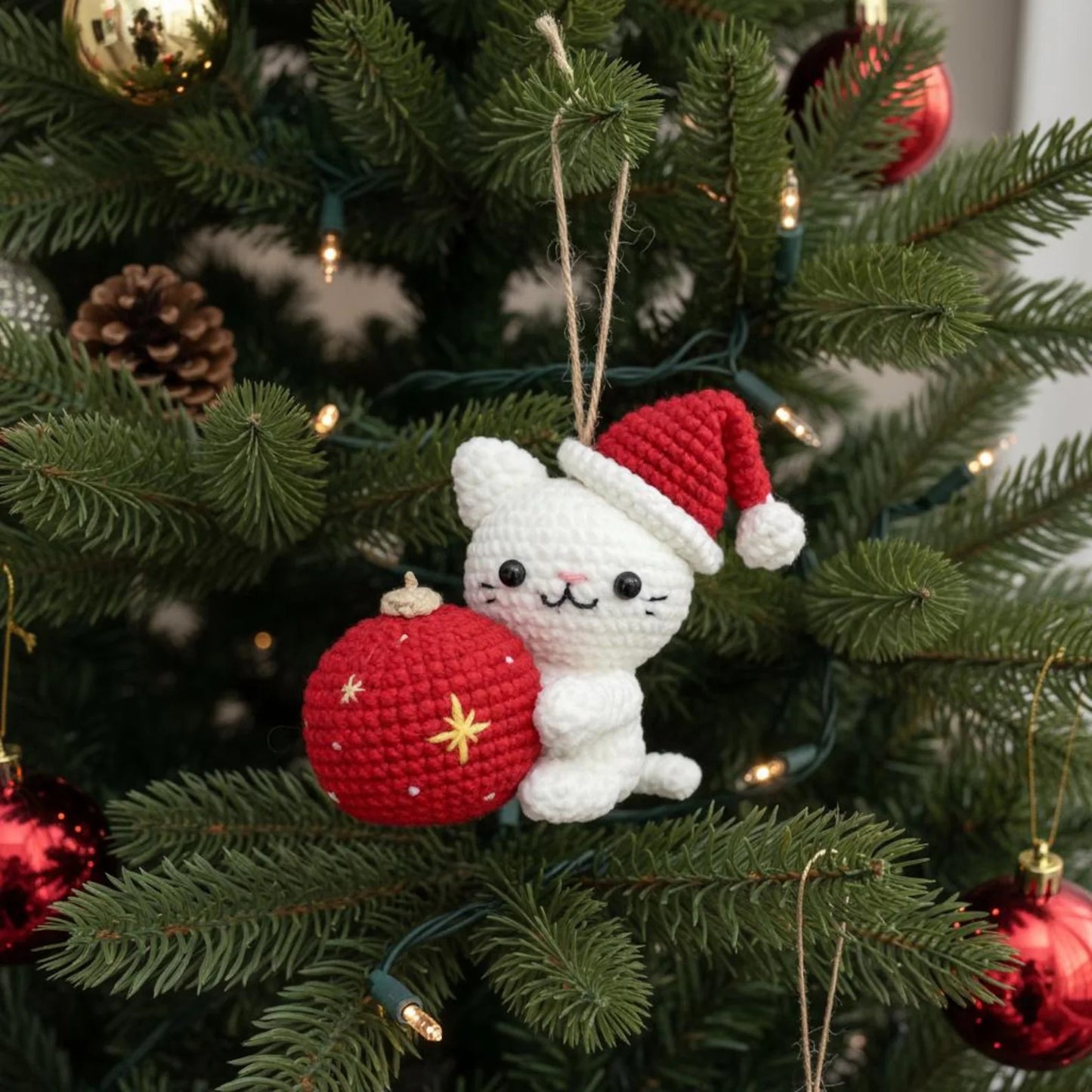 Christmas Cat Ornament Crochet Pattern