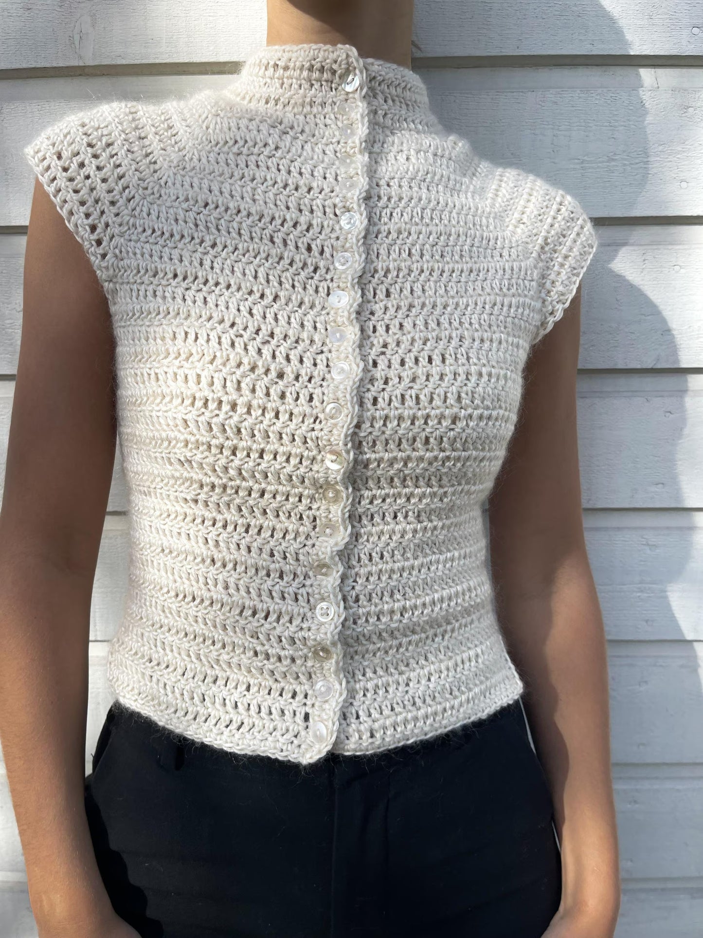 Buttoned Turtleneck Classic Top Crochet Pattern