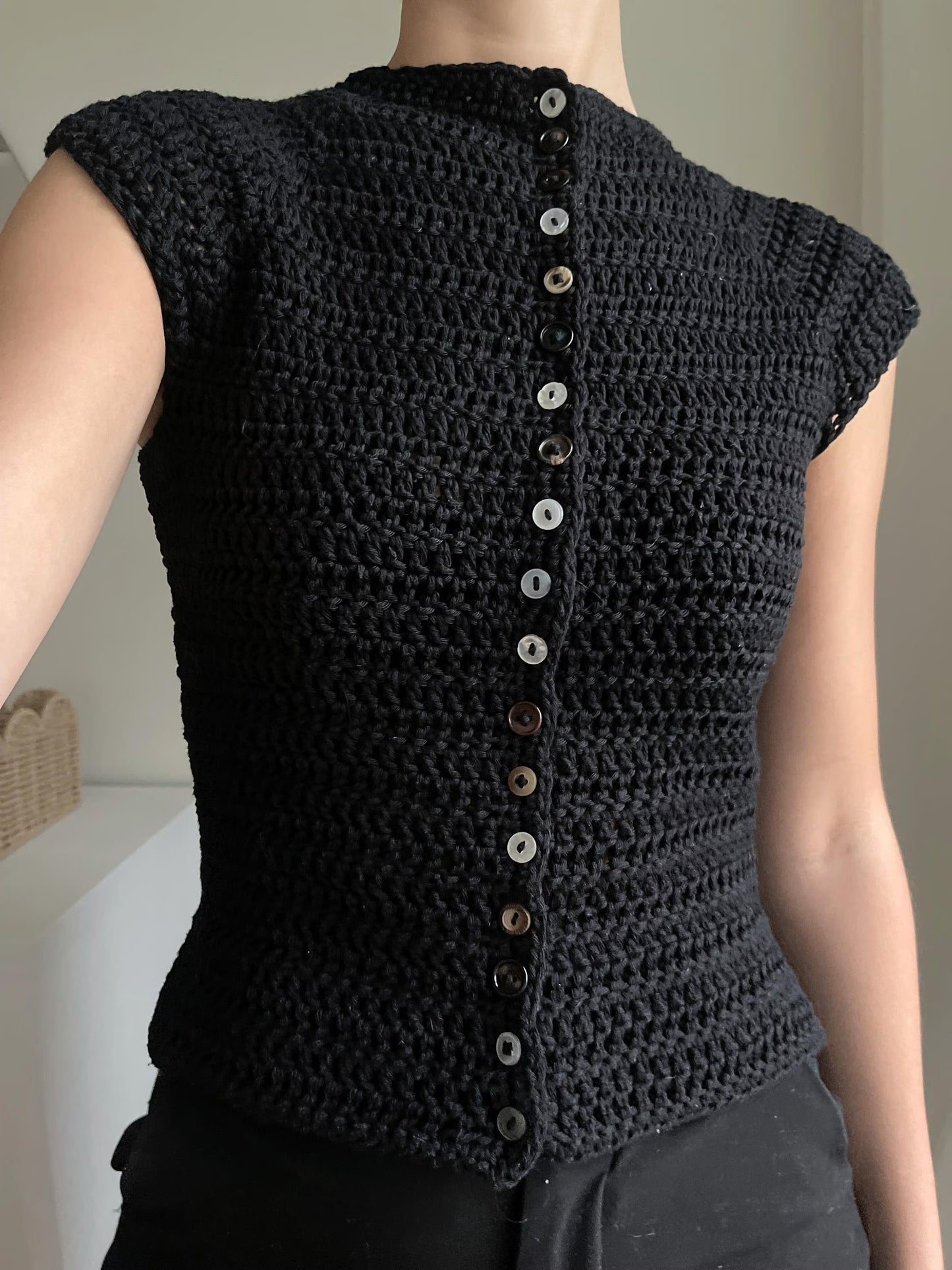 Buttoned Turtleneck Classic Top Crochet Pattern