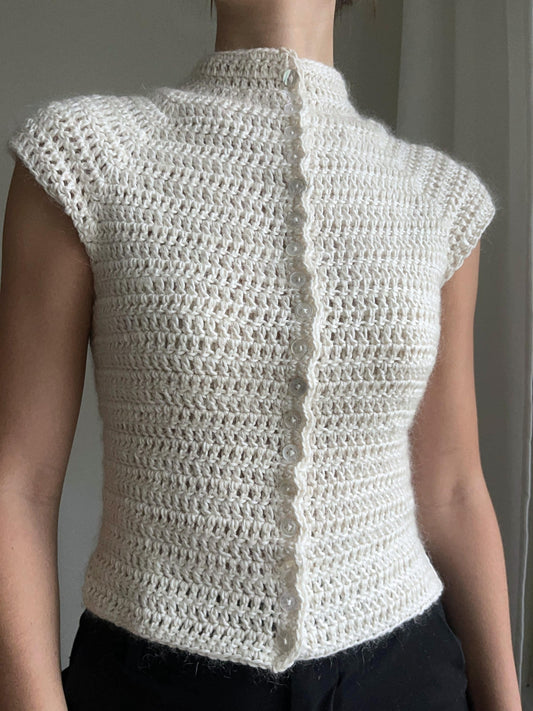Buttoned Turtleneck Classic Top Crochet Pattern