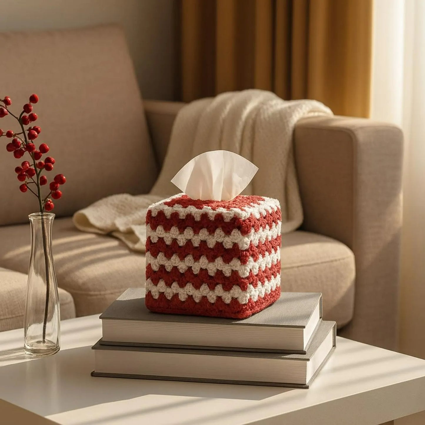Graphic Tile Tissue Box Cover Crochet Pattern
