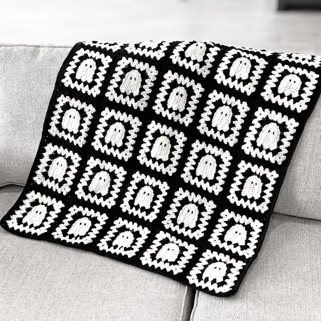 Boo Moon Motif Blanket Crochet Pattern