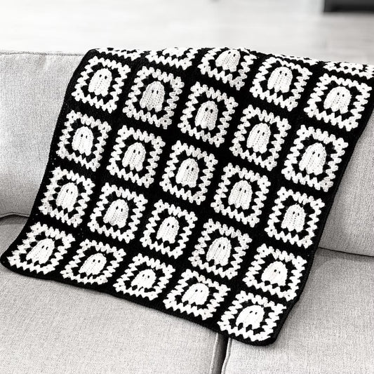 Boo Moon Motif Blanket Crochet Pattern