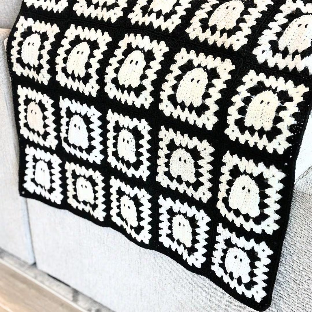 Boo Moon Motif Blanket Crochet Pattern