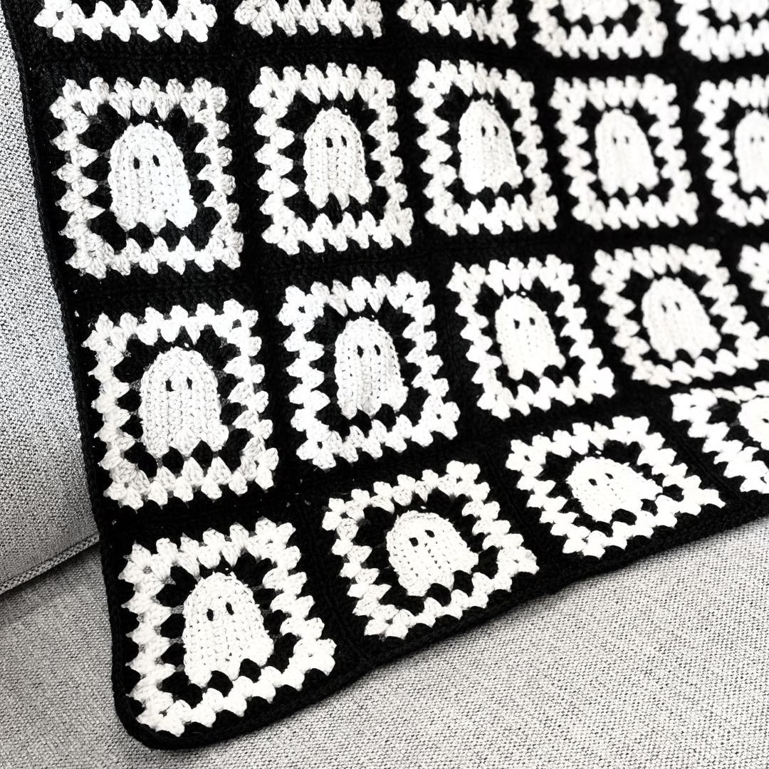 Boo Moon Motif Blanket Crochet Pattern