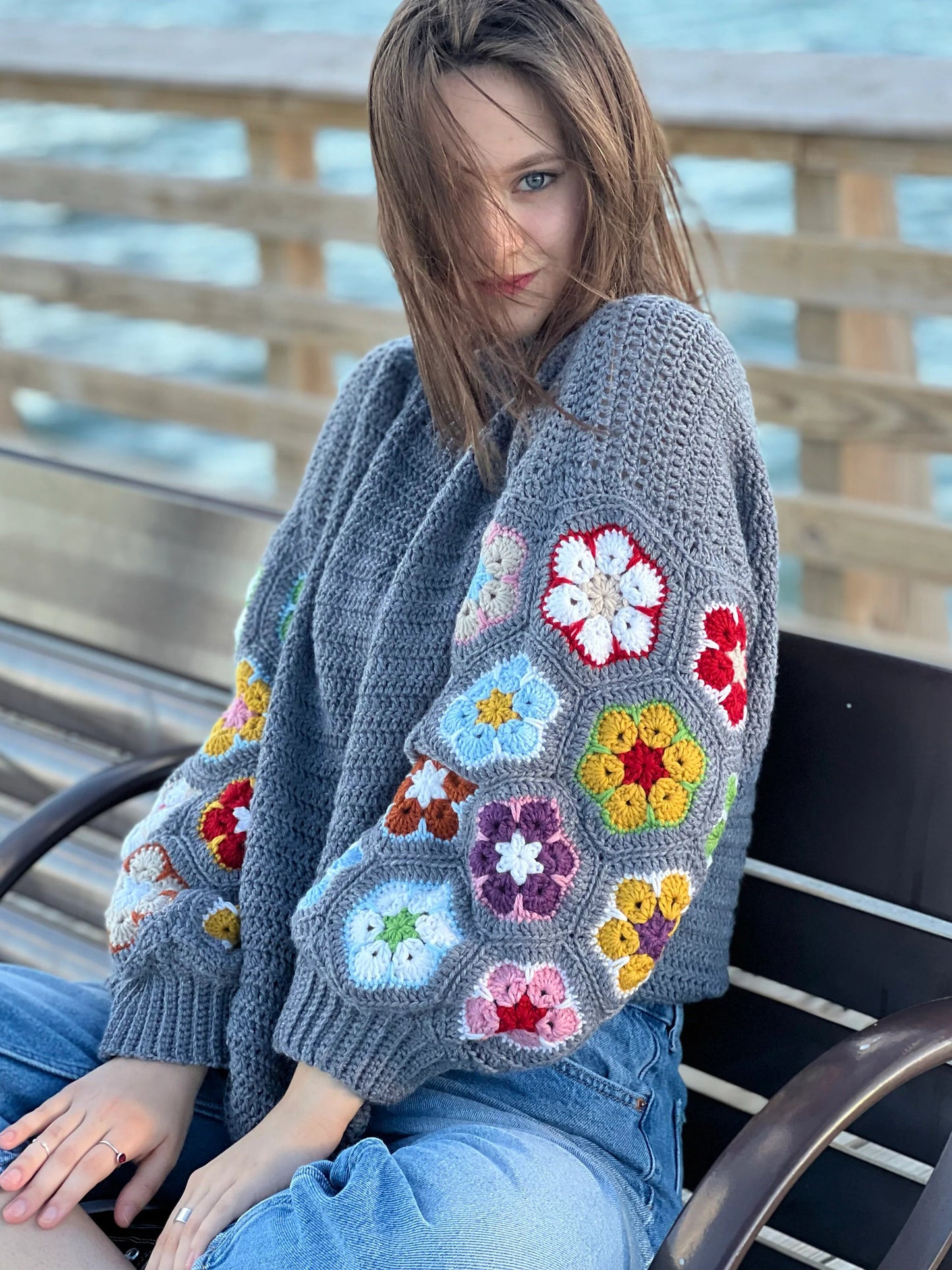 Vibrant Hexagon Bloom Garment Crochet Pattern