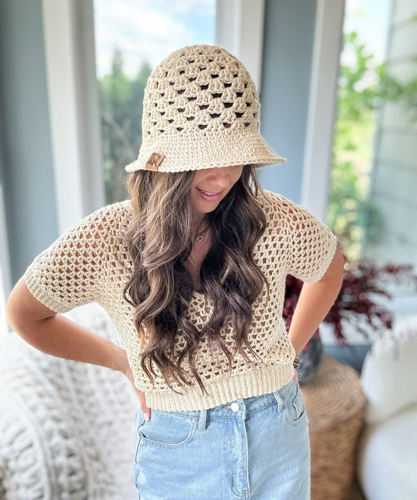 Bloom Motif Textured Bucket Hat Crochet Pattern