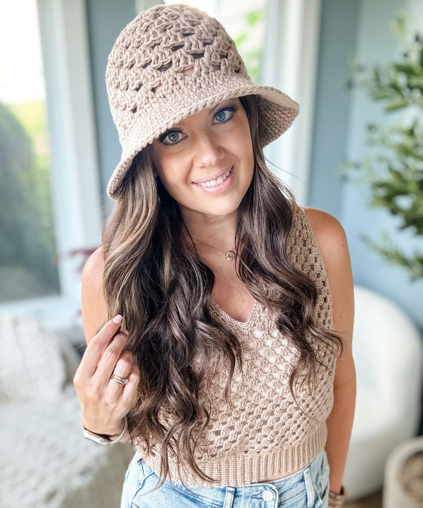 Bloom Motif Textured Bucket Hat Crochet Pattern