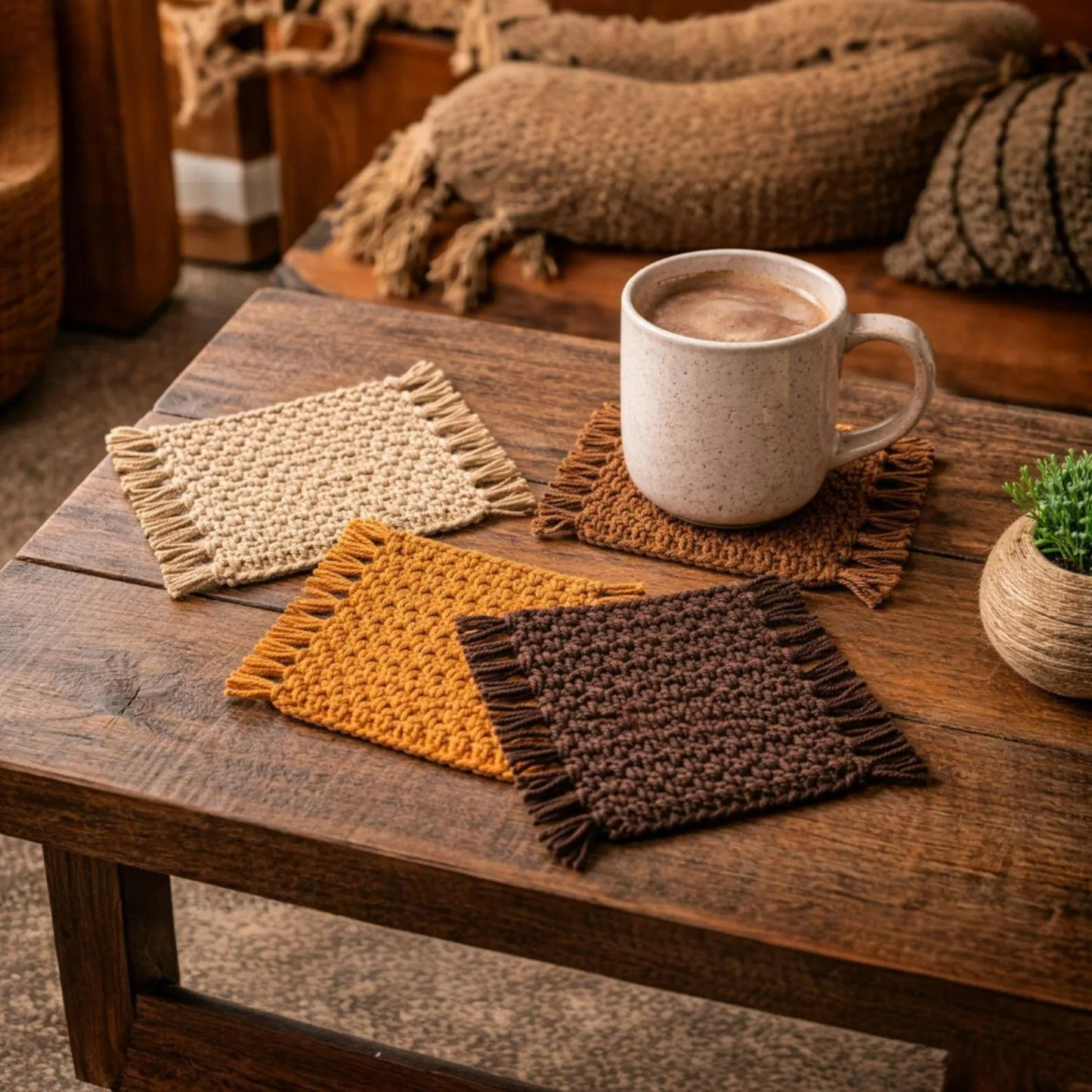 Cutesie Simple Square Coaster Crochet Pattern