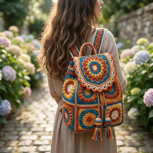 Botanical Motif Adventure Backpack Crochet Pattern